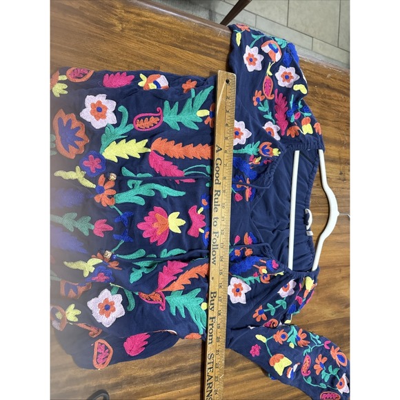 Soft Surroundings Top L Tunic Embroidered Floral Boho Cottageco - Picture 6 of 6